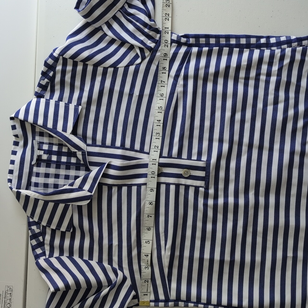 Hinson Wu Aileen Stripe Short Sleeve Mini Shirt Dress Blue/White M - Picture 6 of 6